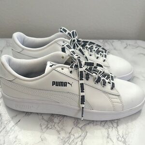 Puma White Sneakers with Logo Laces Size 5